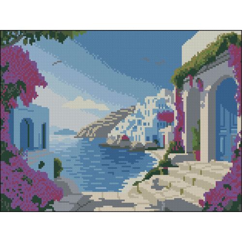 Алмазна мозаїка (картина) "Грецьке узбережжя" 30х40 см  мініатюра фото 1