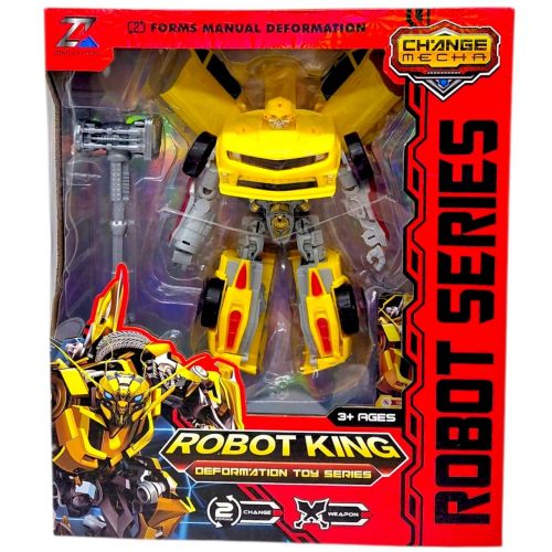 Трансформер, кінцівки обертаються, зброя, пластикові колеса, в коробці (ЖОВТИЙ)  мініатюра фото 1