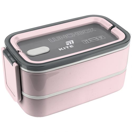 Ланчбокс подвійний з наповненням 1400 мл, пудровий  мініатюра фото 1