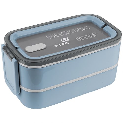 Ланчбокс подвійний з наповненням 1400 мл, синій  мініатюра фото 1