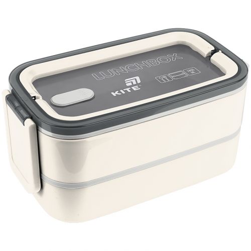 Ланчбокс подвійний з наповненням 1400 мл, бежевий  мініатюра фото 1