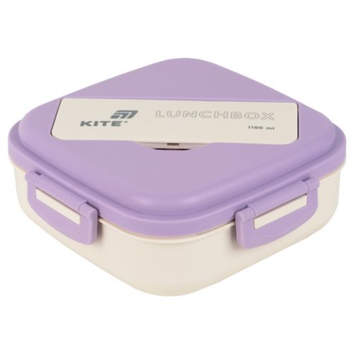 Ланчбокс з розділювачем 1100 мл, фіолетово-бежевий  мініатюра фото 1