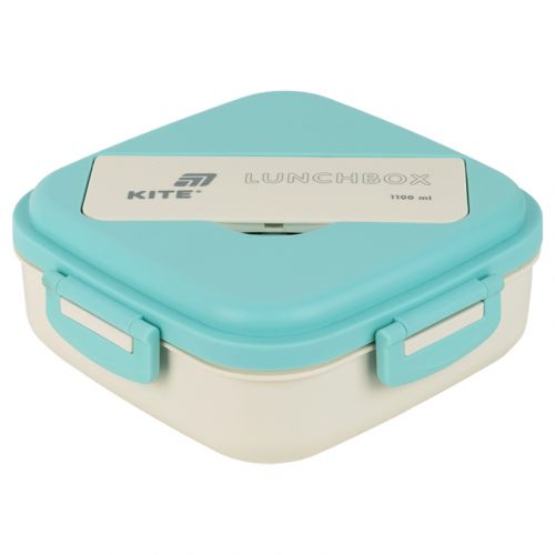 Ланчбокс з розділювачем 1100 мл, м'ятно-бежевий  мініатюра фото 1