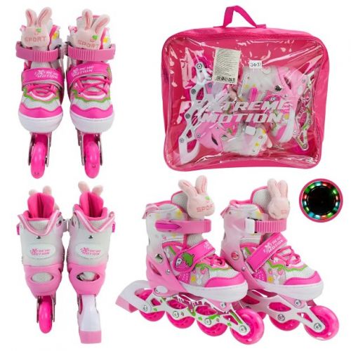 Роликовi ковзани, розмір M (34-37) колеса PU 1 світло (сумка  40*8*33 см)  мініатюра фото 1