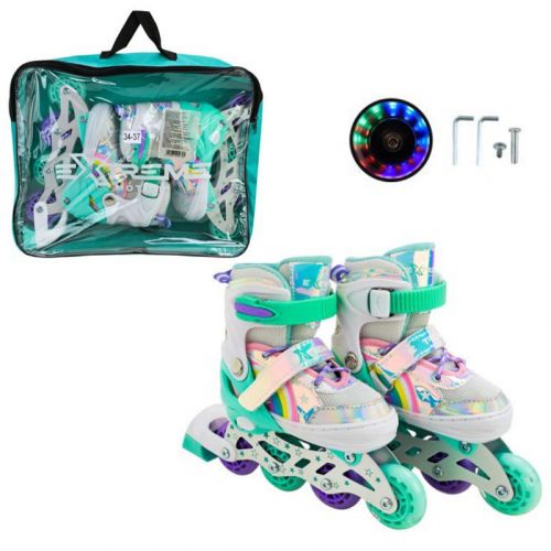 Роликові ковзани розмір M (34-37) колеса PU 1 світло (МʼЯТНІ)  мініатюра фото 1