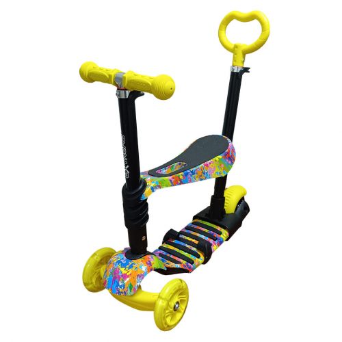 Самокат чотириколісний 5в1, жовтий (Транспортувальна упаковка)  мініатюра фото 1