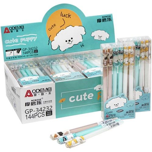 Ручка гелева "Cute puppy" "пиши-стирай" 0,5мм, синя (12 шт)  мініатюра фото 1