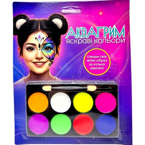 Аквагрим (палетка кольорів, пензлик) планш. 18*22 см  мініатюра фото 1