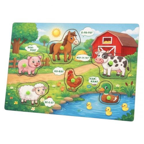 Пазл-вкладыш "ФЕРМА" (деревянный, 6 элементов)  мініатюра фото 1
