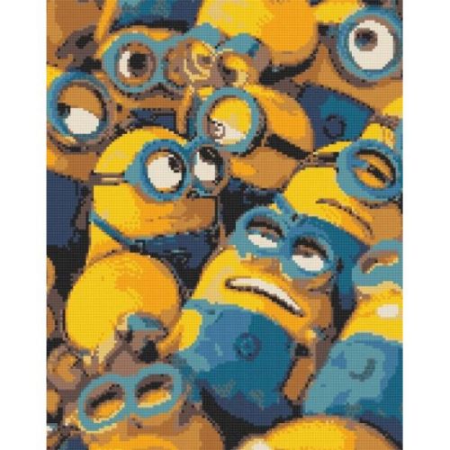 Уценка.  Алмазная мозаика "Желтые миньоны" 40х50 см - Разована заводская пленка  мініатюра фото 1