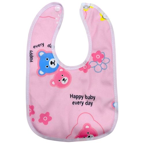 Слюнявчик тканевый на кнопке РОЗОВЫЙ - МИШКИ фото