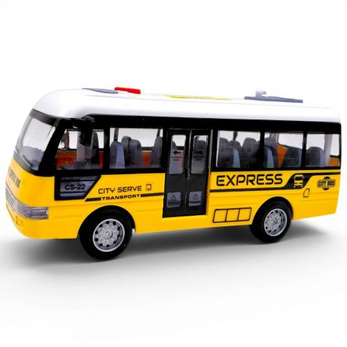 Автобус інерційний на батарейках 39,6x9x21,8 см (ЖОВТИЙ)  мініатюра фото 1