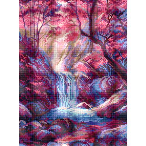 Алмазна мозаїка "Водоспад у рожевих тонах" 30х40 см  мініатюра фото 1