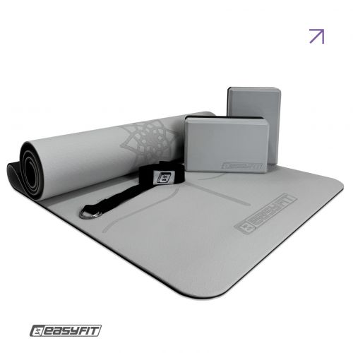 Набір для йоги та фітнесу EasyFit Polarity Set PRO (Stone): килимок, два блоки та ремінь  мініатюра фото 1