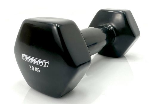 Гантель для фітнесу 3. 0 кг EasyFit із вініловим покриттям чорна  мініатюра фото 1