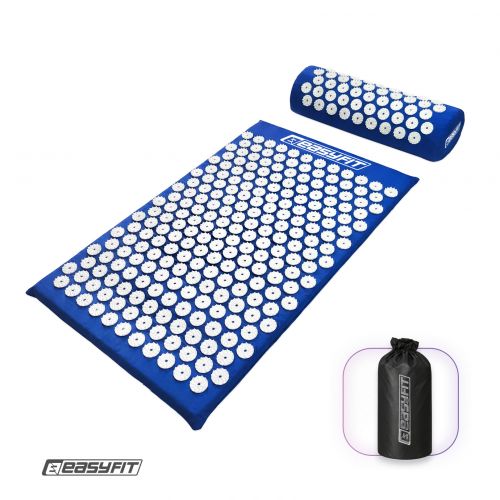 Массажный коврик Easyfit с подушкой (аппликатор Кузнецова) + чехол Синий с белым  мініатюра фото 1