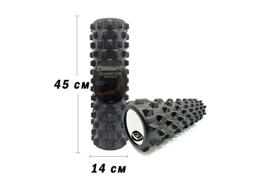 Массажный ролик EasyFit Grid Roller PRO 45 см Черный  мініатюра фото 1