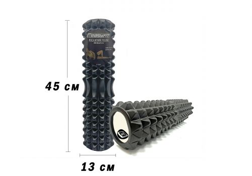 Массажный ролик EasyFit Grid Roller 45 см v. 2. 2 Черный  мініатюра фото 1