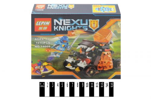 "Brick" "NEXO knights" (коробка) 14009 107 дет.  р. 19х4,5х17 см.  / 136 / фото