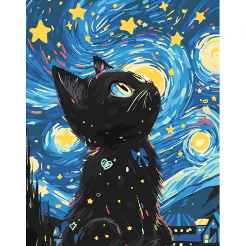 КАРТИНА ПО НОМЕРАМ "KITTENʼS NIGHT" 40*50 см  мініатюра фото 1