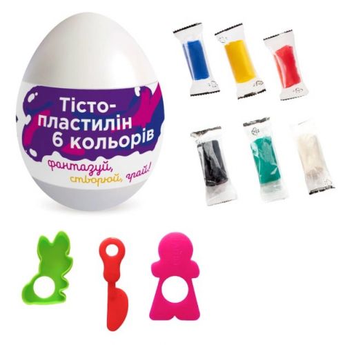 Набір для ліплення в яйці "Тісто для ліплення 6 кольорів"  мініатюра фото 1