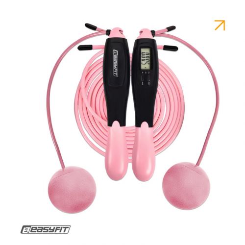 Скакалка швидкісна EasyFit TwinRope 2,8 м чорний-рожевий  мініатюра фото 1