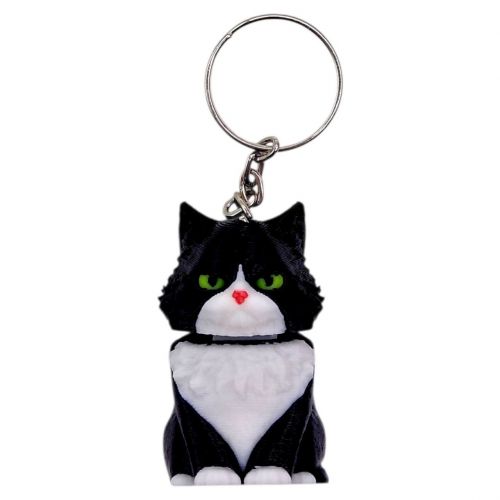 Брелок 3d друк "КОТИК З ПРУЖИНОЮ" (КОРИЧНЕВИЙ), KEYCHAIN  мініатюра фото 1