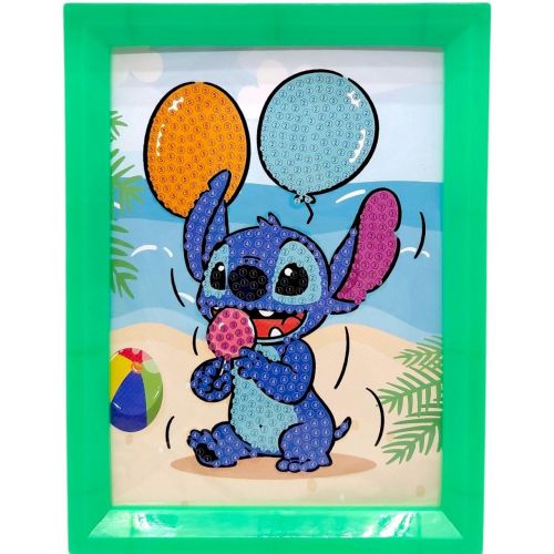 Алмазна мозаїка в рамці "Стіч / Stitch" (ЗЕЛЕНИЙ)  мініатюра фото 1