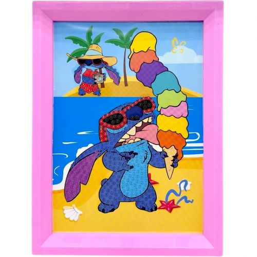 Алмазна мозаїка в рамці "Стіч / Stitch" (РОЖЕВИЙ)  мініатюра фото 1