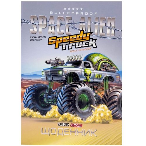 Щоденник А5 "SPACE ALIEN", 40Л СКОБА/ ВД-ЛАК, МʼЯКА ОБКЛАДИНКА (1+1)  мініатюра фото 1