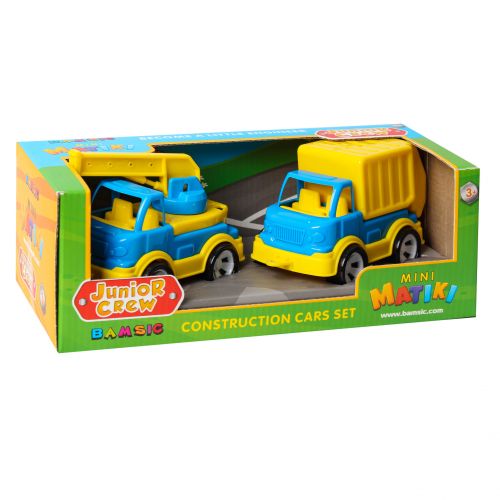 Mini Matiki коробка 2(кран, сміттєвоз) Набір дитячий BAMSIC (ЖОВТО-БЛАКИТНИЙ)  мініатюра фото 1