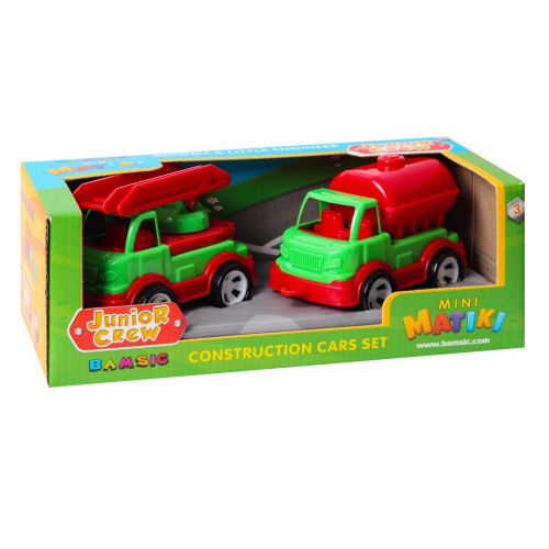 Mini Matiki коробка 2(пожежна, водовоз) Набір дитячий BAMSIC (ЧЕРВОНО-ЗЕЛЕНИЙ)  мініатюра фото 1