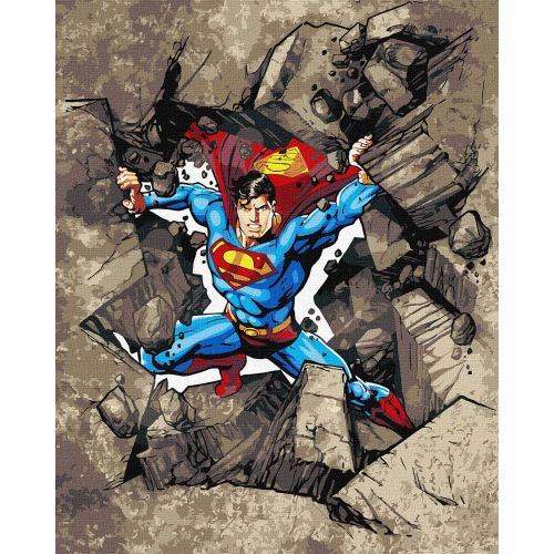 Набір для розпису по номерах WB "Superman: Крізь каміння" 40х50см  мініатюра фото 1