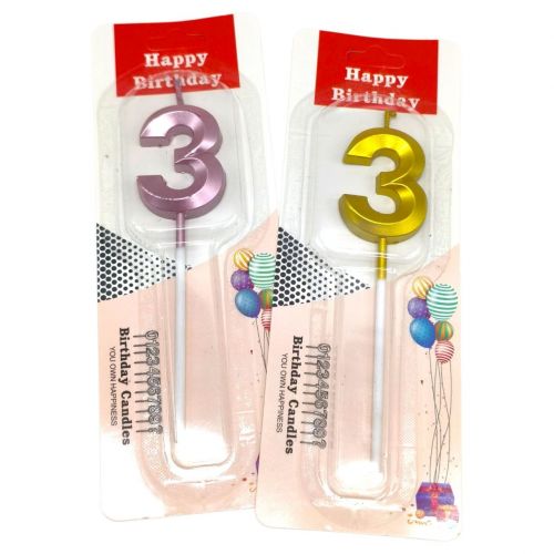 Свічка-цифра "3" металік 5см (35465)  мініатюра фото 1