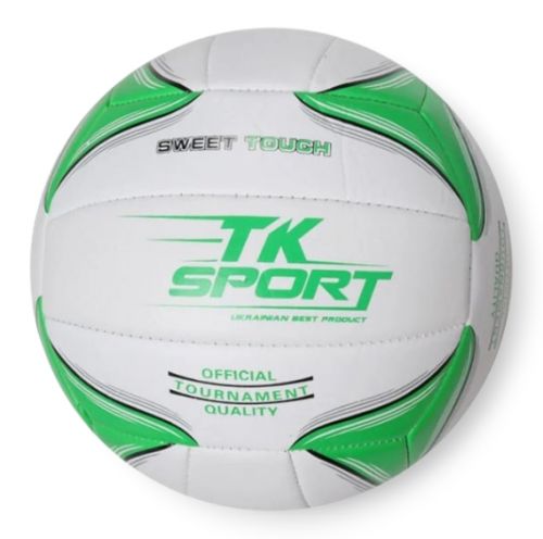 Мʼяч волейбольний TK Sport, мʼякий PVC, 280 грам, гумовий балон (ЗЕЛЕНИЙ)  мініатюра фото 1
