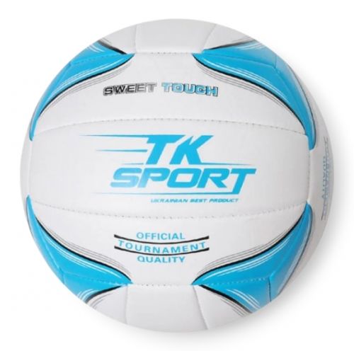 Мʼяч волейбольний TK Sport, мʼякий PVC, 280 грам, гумовий балон (БЛАКИТНИЙ)  мініатюра фото 1