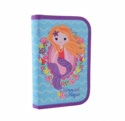 Пенал шкільний твердий "Smart" одинарний з клапаном "Mermaid"  мініатюра фото 1