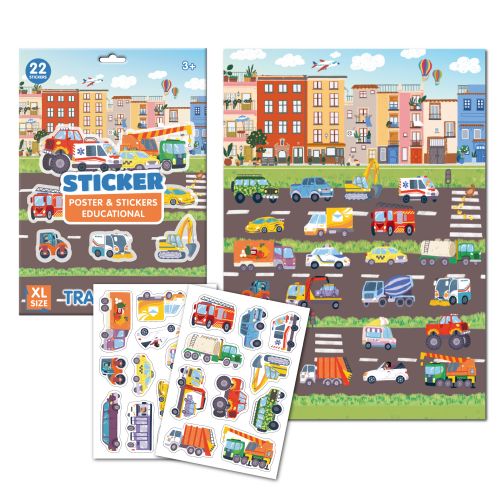 Навчальний постер з наклейками Транспорт XL  мініатюра фото 1