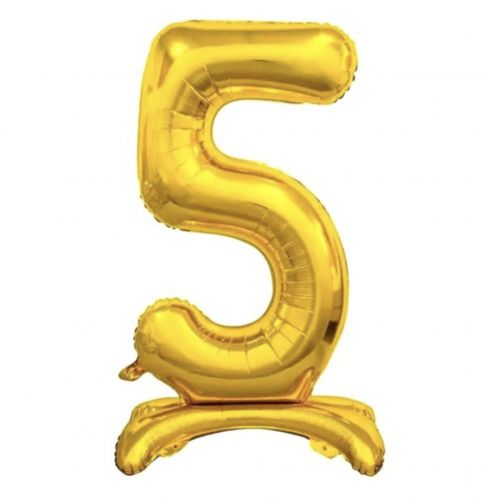 Кулька фольгована цифра "5" підлогова 80 см (золотиста)  мініатюра фото 1