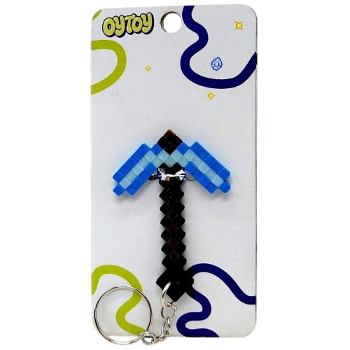 Брелок (3D друк) Minecraft Pickaxe Tool / Кайло Keychain, Діамантовий  мініатюра фото 1