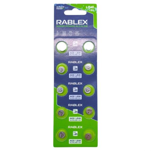Батарейка RABLEX "таблетка" 1. 5V AG3 (LR41) ціна за 1 блістер - 10 шт  мініатюра фото 1