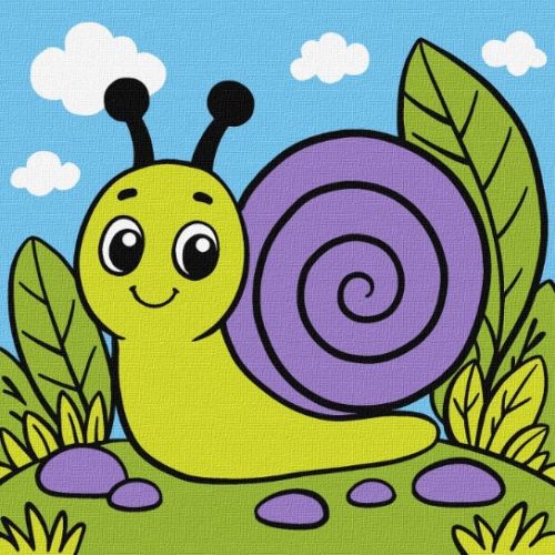Картина по номерах для дітей "Веселий равлик" 15х15 см  мініатюра фото 1