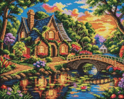 Алмазна мозаїка - Будиночок над озером ©art_selena_ua  мініатюра фото 1