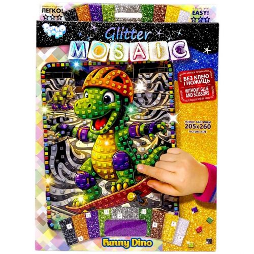 Креативна творчість "GLITTER MOSAIC: FUNNY DINO"  мініатюра фото 1