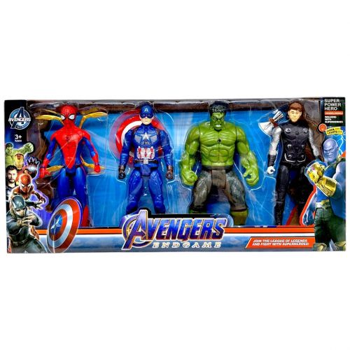 Набір героїв "Месники/Avengers" 4 фігурки, висота: 19. 5 см, рухомі кінцівки, підсвічування, щит, зброя, в коробці  мініатюра фото 1