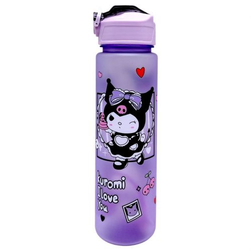 Пляшка для води "Sanrio: Kuromi" місткість: 750 мл, пластикова, трубочка, ремінець, в пакеті (ФІОЛЕТОВИЙ)  мініатюра фото 1