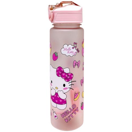 Пляшка для води "Sanrio: HelloKitty" місткість: 750 мл, пластикова, трубочка, ремінець, в пакеті (РОЖЕВИЙ)  мініатюра фото 1