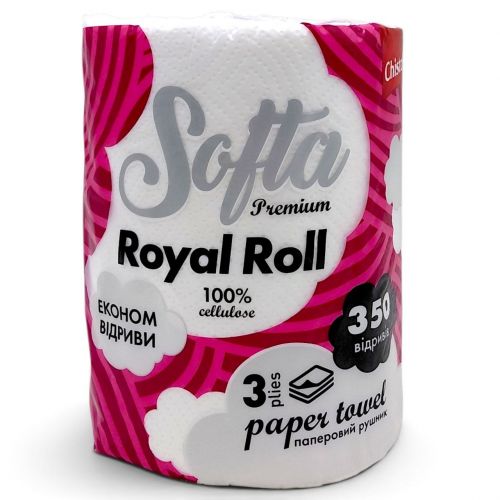 Softa Джамбо  рушник целюл.  на гільзі 1рул.  3-шар 350 арк. Royl Roll (КПК)  мініатюра фото 1