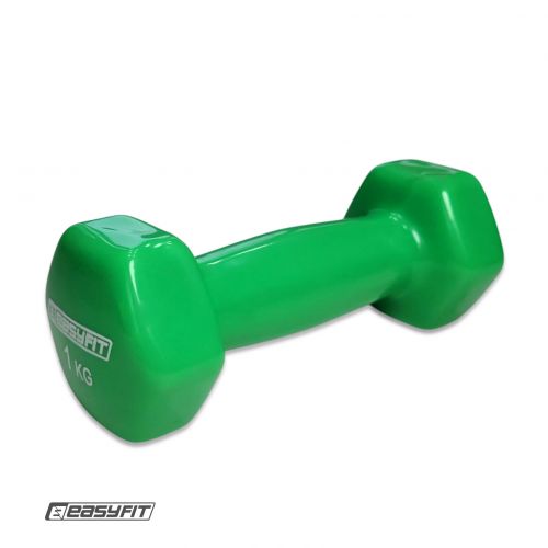 Гантель для фитнеса 1. 0 кг EasyFit с виниловым покрытием салатовая  мініатюра фото 1