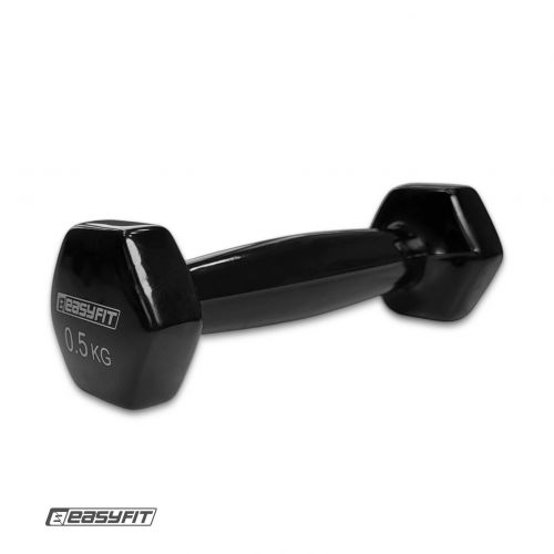 Гантель для фитнеса 0. 5 кг EasyFit с виниловым покрытием черная  мініатюра фото 1
